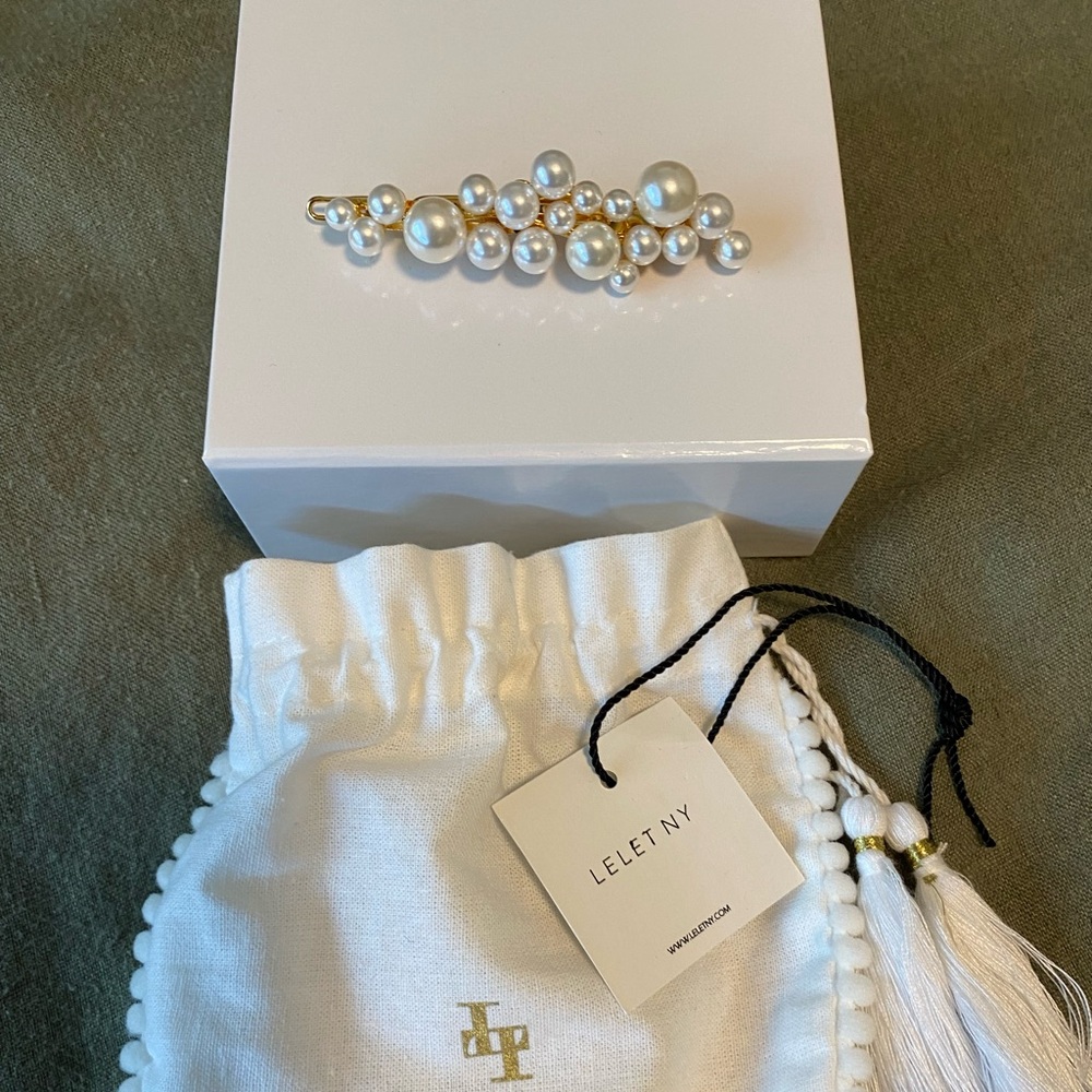 Lelet NY Pearl and 14K Gold Barrette Hair Clip